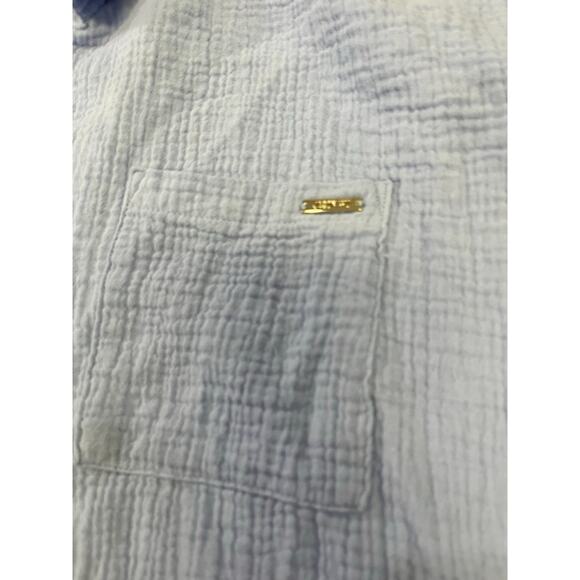 Jason Wu Waffle Knit Lounge Shirt, Button-Up Women’s Large,‎ Light Blue Cropped - Picture 4 of 9